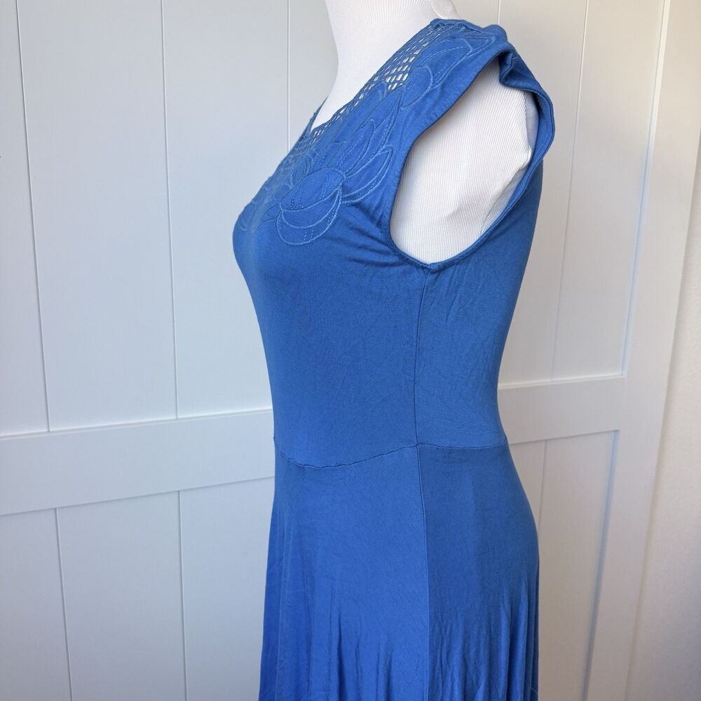 Embroidered Applique Midi Dress Spense Sz S Boho Whimsigoth Lagenlook 80s Style - Picture 10 of 16
